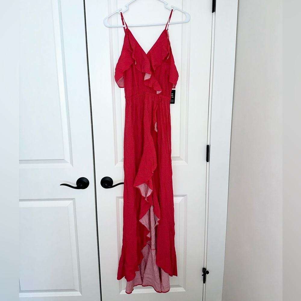 Express XS light frilly vibrant speckled high low summer dress NWT